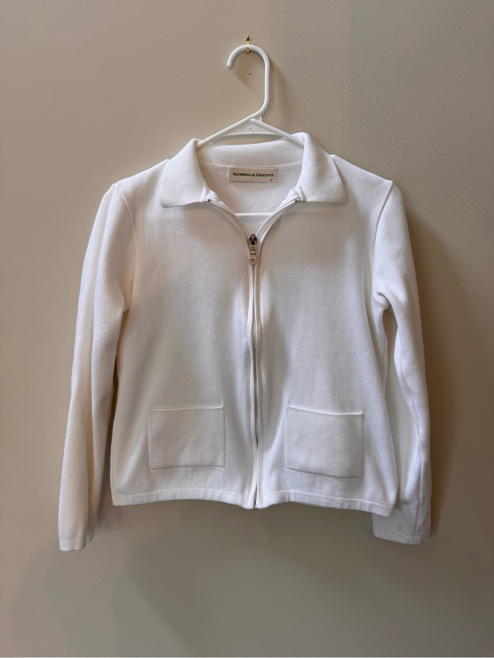 Fairway & Greene White Zip-Front Collared Jacket